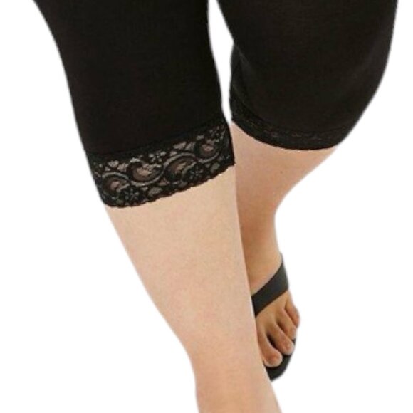 TORRID Elastic Waist Lace Trim Petal Pusher Leggings Plus Size 4X High Waist NEW - Picture 3 of 9